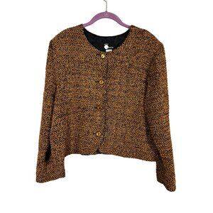 Retro Neutral Blazer Brown L Textured Earthy Preppy Minimalist Artsy Chic 80s